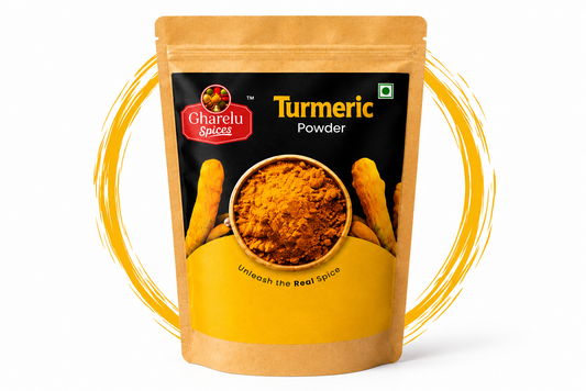 Gharelu Spices Turmeric Powder (Haldi Powder) | 100% Pure & Natural | Rich Aroma & Vibrant Color | No Added Preservatives | Kitchen Essential