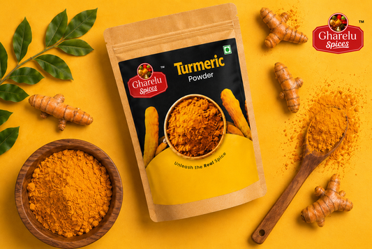 Gharelu Spices Turmeric Powder (Haldi Powder) | 100% Pure & Natural | Rich Aroma & Vibrant Color | No Added Preservatives | Kitchen Essential
