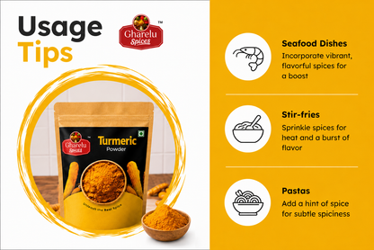 Gharelu Spices Turmeric Powder (Haldi Powder) | 100% Pure & Natural | Rich Aroma & Vibrant Color | No Added Preservatives | Kitchen Essential