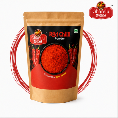 Gharelu Spices Red Chilli Powder | 100% Pure Lal Mirch Powder | Rich Color & Bold Flavor | No Added Preservatives | Premium Quality Spice